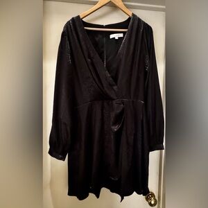 LOFT Jacquard Draped Mini Dress Long Sleeves Size 16